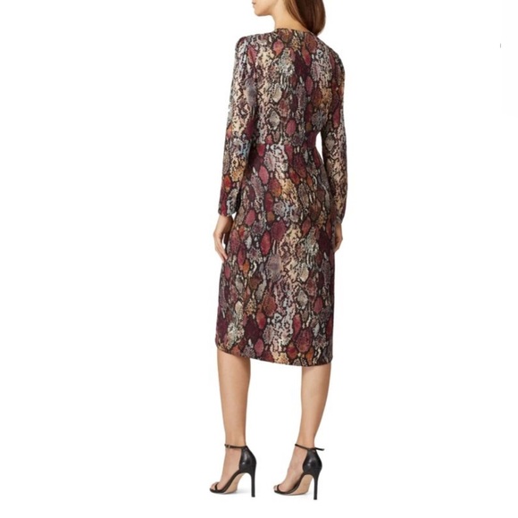 NEW REBECCA TAYLOR Snakeskin Print Silk Wrap Dress 12 - Picture 5 of 16